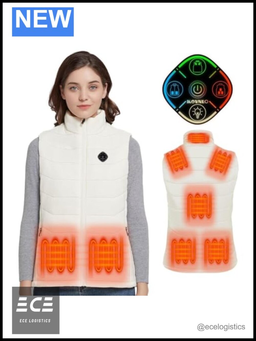 KOVNLO Women's Heated Vest 5-in-1 Smart Controller Nylon Slim Fit
